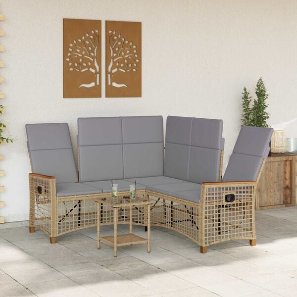 vidaXL Ensemble de canap&eacute;s inclinables de jardin Beige et Gris clair