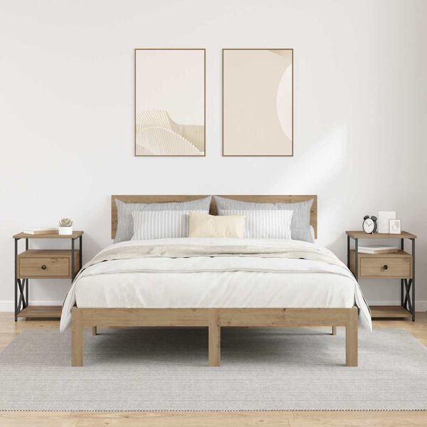 vidaXL Cabinet de chevet 2 pcs Ch&ecirc;ne artisanal 40 x 42 x 55 cm