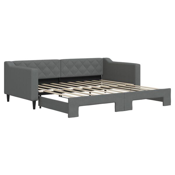vidaXL Lit de jour avec gigogne sans matelas gris foncé 90x190 cm