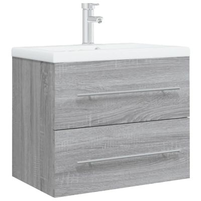 vidaXL Meuble lavabo avec bassin intégré Sonoma gris Bois d'ingénierie