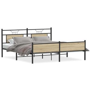 vidaXL Cadre de lit en m&eacute;tal sans matelas ch&ecirc;ne sonoma 160x200 cm