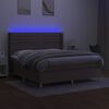 vidaXL Sommier &agrave; lattes de lit matelas et LED Taupe 180x200 cm Tissu
