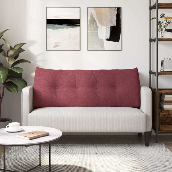 vidaXL Coussin de Dos Bordeaux 120 x 24 x 50 cm tissu