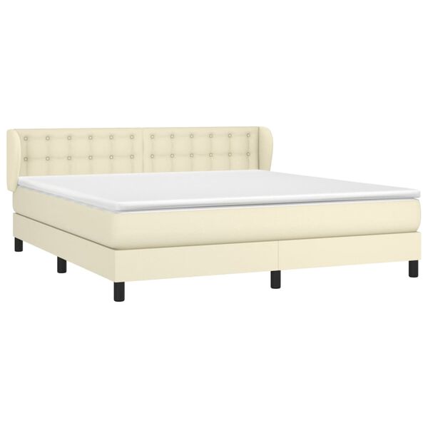 vidaXL Sommier &agrave; lattes de lit avec matelas Cr&egrave;me 180x200cm Similicuir