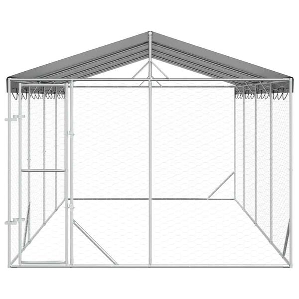 vidaXL Chenil d'ext&eacute;rieur pour chiens avec toit argent&eacute; 3x6x2,5 m