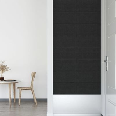 vidaXL Panneaux muraux 12 pcs Noir 60x30 cm Tissu 2,16 m²