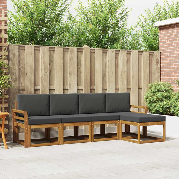 vidaXL Ensemble de canap&eacute;s d'ext&eacute;rieur 5 pcs Naturel et Anthracite