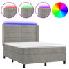 vidaXL Sommier &agrave; lattes de lit matelas et LED Gris clair 140x200 cm