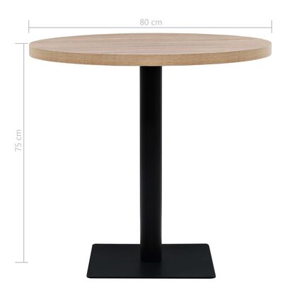 vidaXL Table de bistro MDF et acier Rond 80 x 75 cm Couleur de chêne