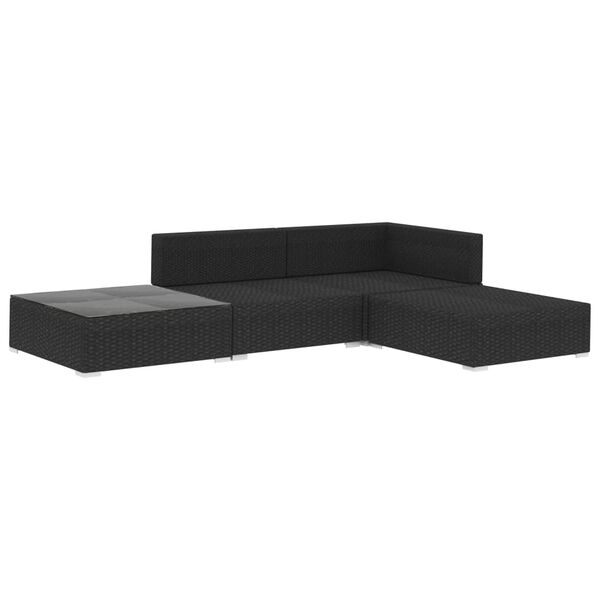 vidaXL Salon de jardin 4 pcs avec coussins R&eacute;sine tress&eacute;e Noir