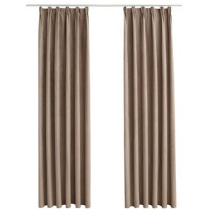 vidaXL Rideaux occultants avec crochets 2 pcs Taupe 140x175 cm