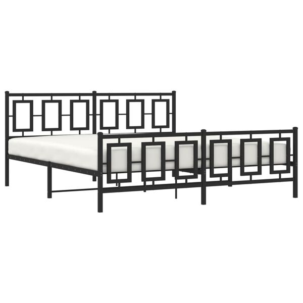 vidaXL Cadre de lit m&eacute;tal sans matelas avec pied de lit noir 183x213cm