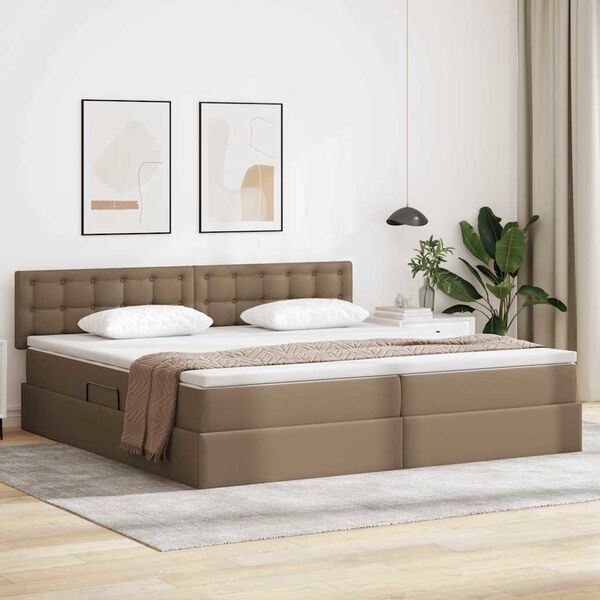 vidaXL Lit avec rangement et matelas Cappuccino 200 x 200 cm