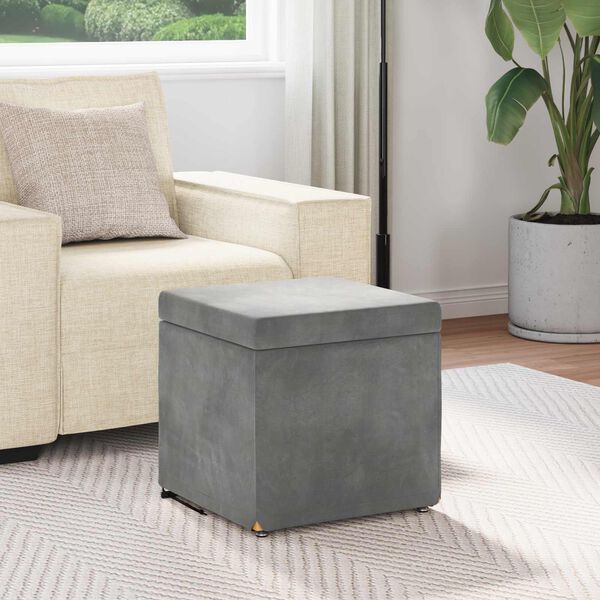 vidaXL Tabouret Gris fonc&eacute; 41 x 41 x 40 cm Velours et Bois Composite