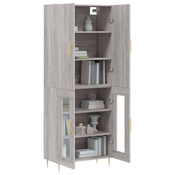 vidaXL Buffet haut Sonoma gris 69,5x34x180 cm Bois d'ing&eacute;nierie