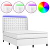vidaXL Sommier &agrave; lattes de lit matelas LED Blanc 140x190 cm Similicuir