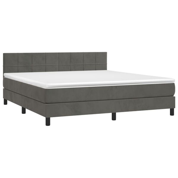 vidaXL Sommier &agrave; lattes de lit avec matelas LED Gris fonc&eacute; 180x200 cm