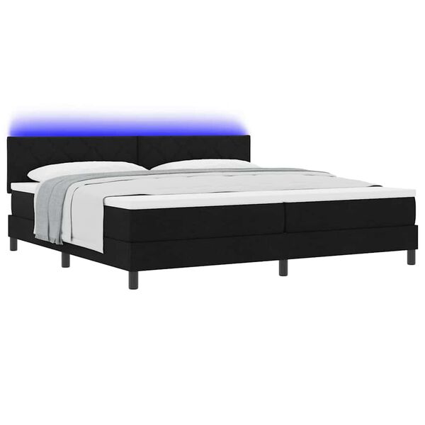 vidaXL Lit &agrave; ressorts avec matelas Noir 200 x 200 cm tissu