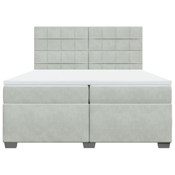 vidaXL Sommier &agrave; lattes de lit et matelas Gris clair 200x200cm Velours