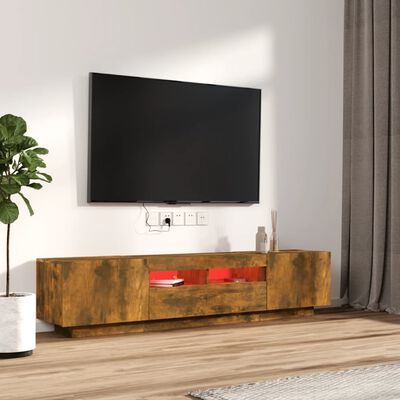 vidaXL Ensemble de meubles TV avec lumières LED 2 pcs Chêne fumé