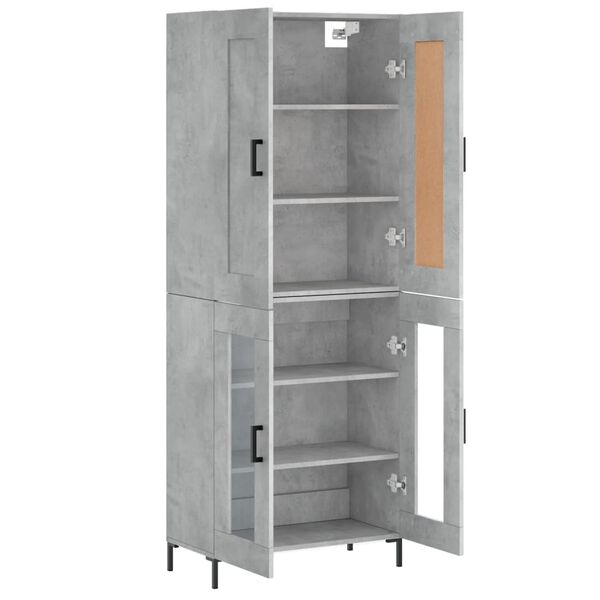 vidaXL Buffet haut Gris b&eacute;ton 69,5x34x180 cm Bois d'ing&eacute;nierie