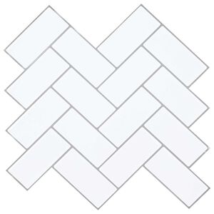vidaXL Carreau en chevron 10 pc Blanc gris 30 x 30 cm
