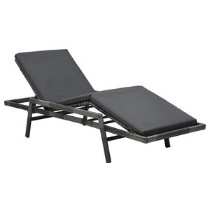 vidaXL Chaise longue avec coussin R&eacute;sine tress&eacute;e Gris