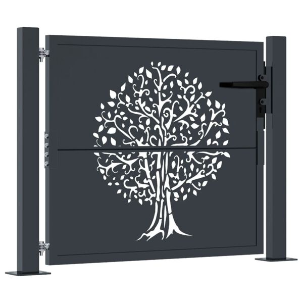 vidaXL Portail de jardin anthracite 100x75 cm acier conception d'arbre
