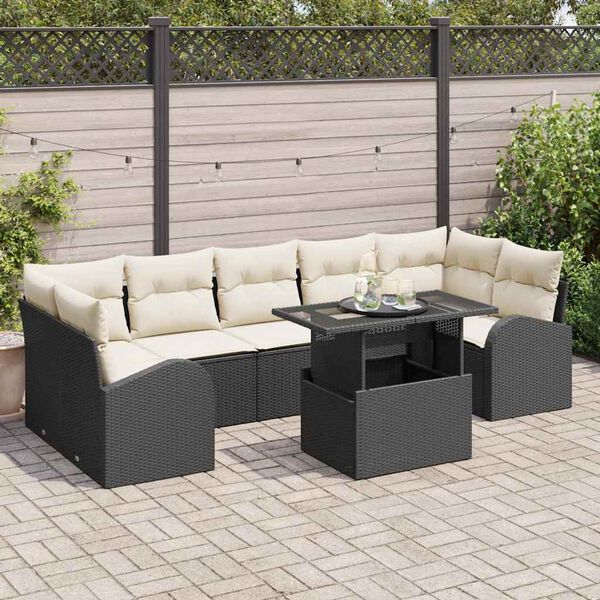 vidaXL Ensemble de canap&eacute; de jardin 8 pcs Noir Poly Rattan