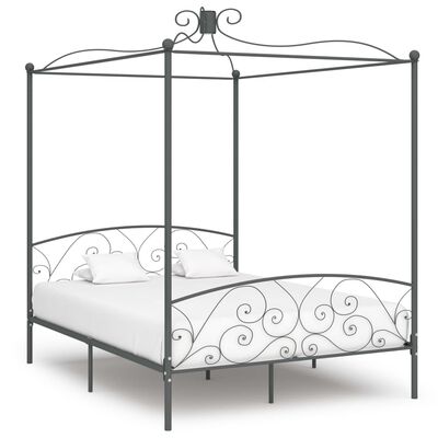 vidaXL Cadre de lit à baldaquin Gris Métal 180 x 200 cm