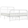 vidaXL Cadre de lit métal sans matelas et pied de lit blanc 140x190 cm
