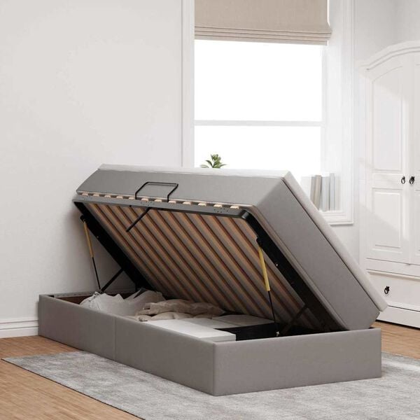 vidaXL Lit avec rangement et matelas Taupe 90 x 200 cm Polyester