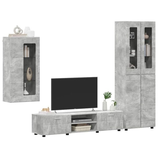 vidaXL Ensemble meuble TV FLORIN Gris b&eacute;ton Bois d'ing&eacute;nierie