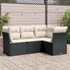 vidaXL Salon de jardin 4 pcs avec coussins noir r&eacute;sine tress&eacute;e