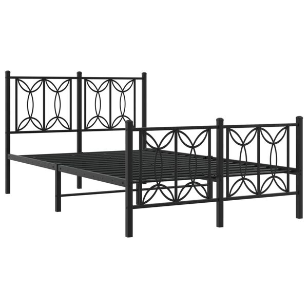 vidaXL Cadre de lit m&eacute;tal sans matelas avec pied de lit noir 120x190cm