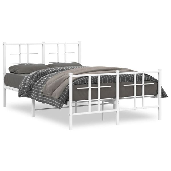 vidaXL Cadre de lit métal sans matelas et pied de lit blanc 120x200 cm