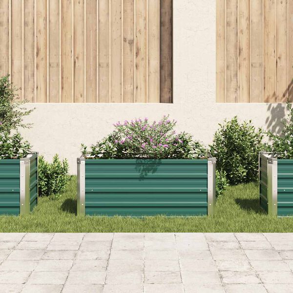 vidaXL Lit sur&eacute;lev&eacute; de jardin Acier galvanis&eacute; 100x40x45 cm Vert