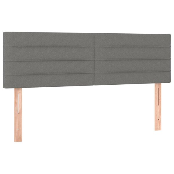 vidaXL Tête de lit à LED Gris foncé 144x5x78/88 cm Tissu