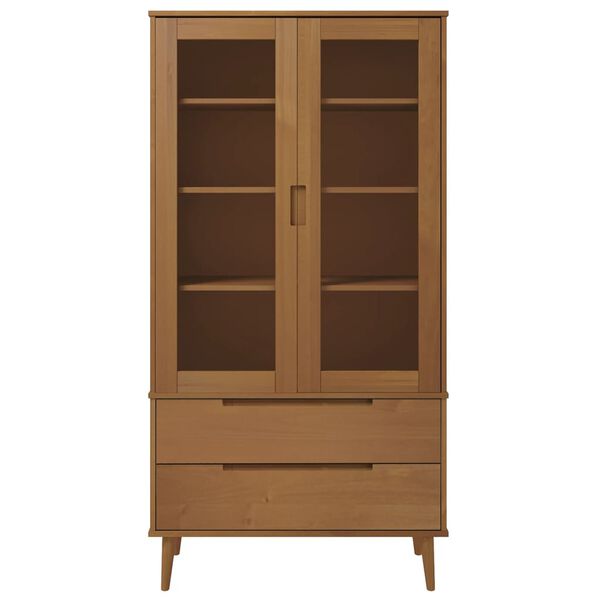 vidaXL Armoire &agrave; vitrine MOLDE Marron 90x35x175 cm Bois de pin massif