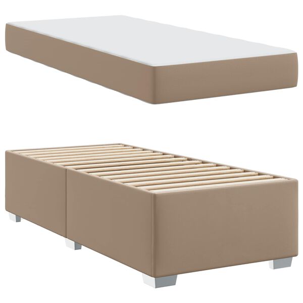 vidaXL Cadre de lit avec matelas Cappuccino 90 x 200 cm tissu
