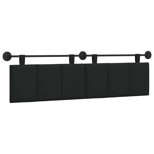 vidaXL T&ecirc;te de lit suspendue Montage mural Noir 170 x 55 x 5 cm tissu