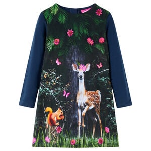 Robe pour enfants &agrave; manches longues bleu marine 104