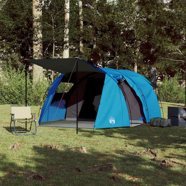 vidaXL Tente de camping tunnel 4 personnes bleu imperm&eacute;able