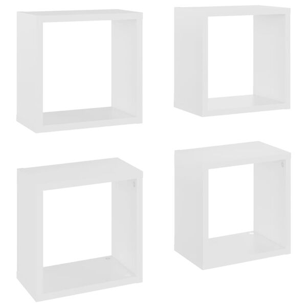 vidaXL &Eacute;tag&egrave;res cube murales 4 pcs Blanc 26x15x26 cm