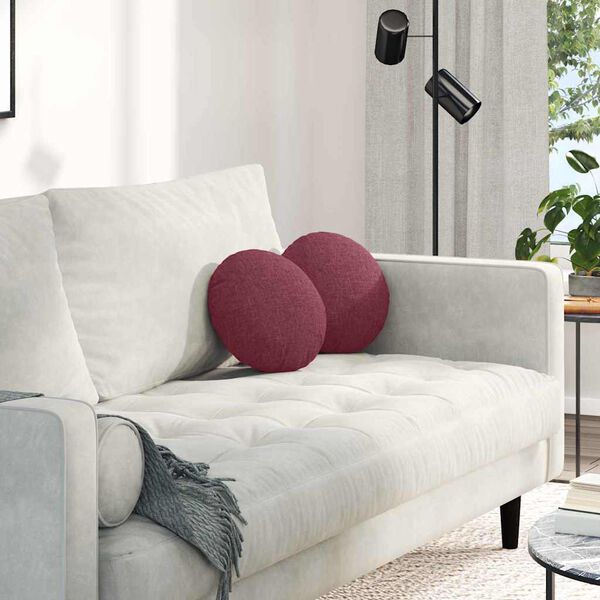 vidaXL Coussins de si&egrave;ge 2 pcs Bordeaux &Oslash;30 x 13 cm tissu