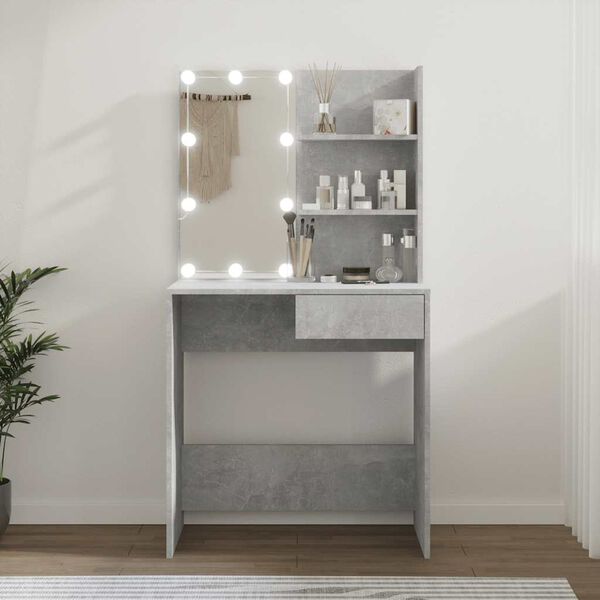 vidaXL Coiffeuse avec LED Gris b&eacute;ton 74,5x40x141 cm