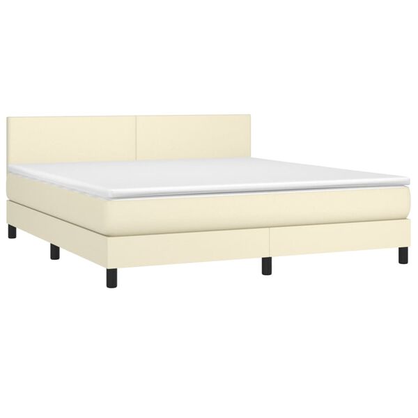 vidaXL Sommier &agrave; lattes de lit avec matelas et LED Cr&egrave;me 180x200 cm