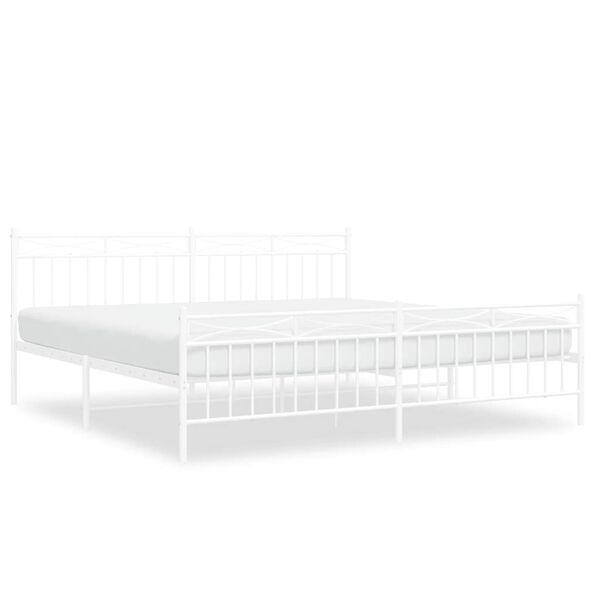 vidaXL Cadre de lit m&eacute;tal sans matelas et pied de lit blanc 193x203 cm