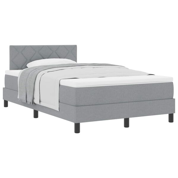 vidaXL Lit &agrave; ressorts avec matelas Gris clair 120 x 200 cm tissu