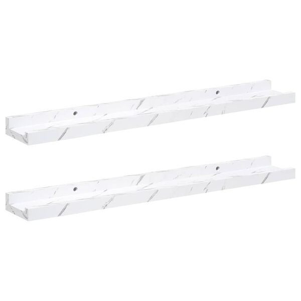 vidaXL &Eacute;tag&egrave;re Murale avec &eacute;tag&egrave;re 2 pcs Marbre blanc 60 x 9 x 3 cm